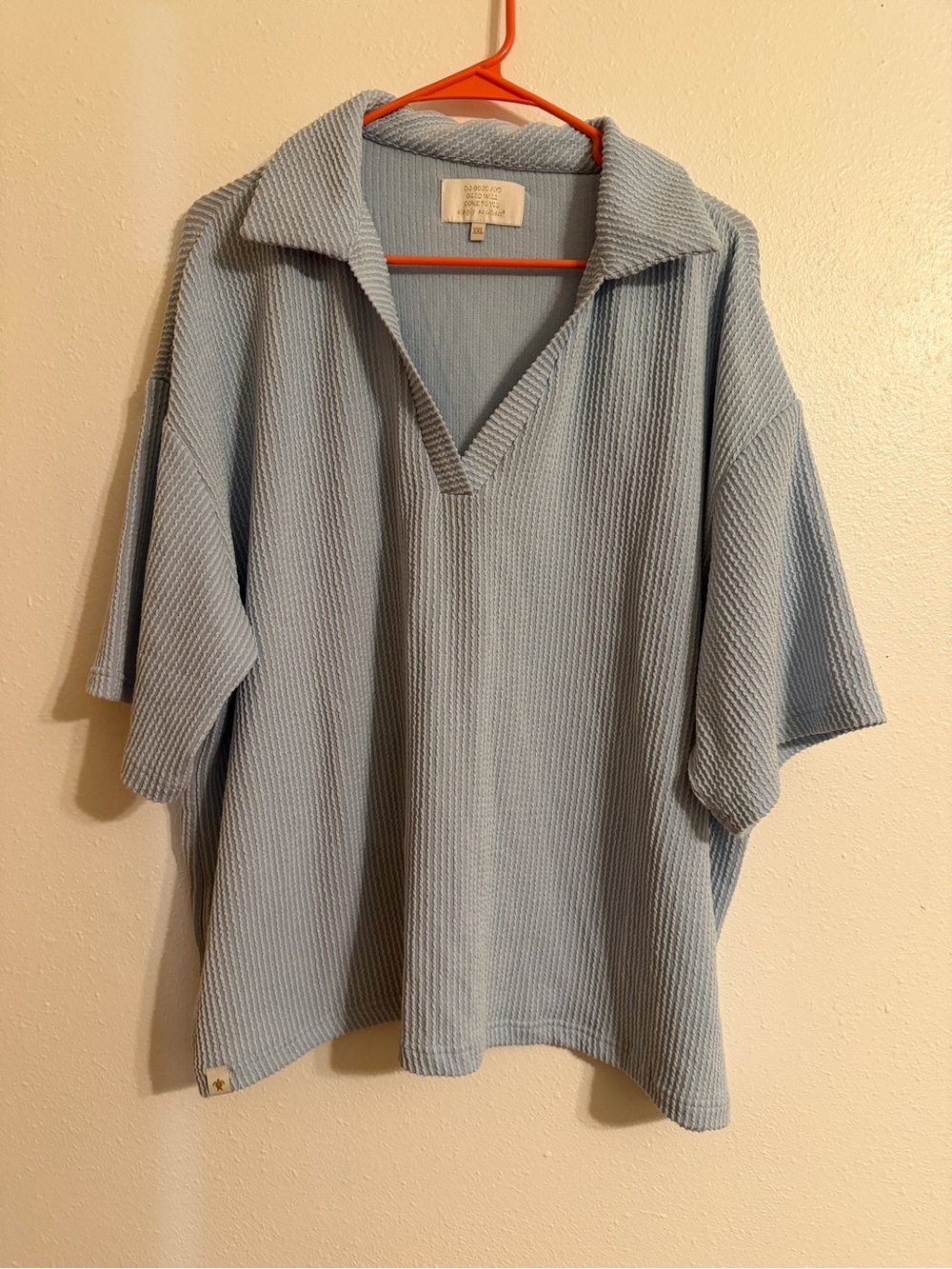 Simply Southern blue V-neck collared blouse xxl
